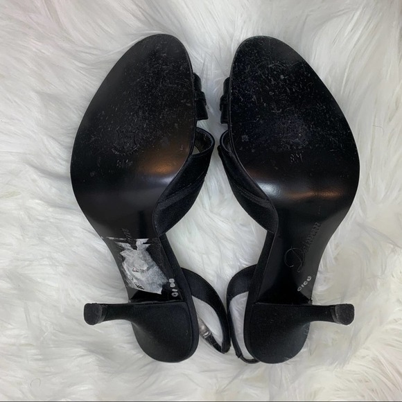 DELMAN black satin & crystal slingback heels 8 - Picture 4 of 16